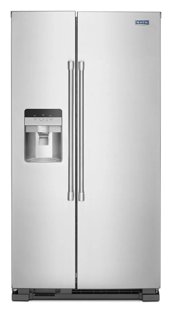 Maytag 36 In. Wide Side-By-Side Refrigerator W/ Exterior Ice And Water Dispenser, 25 Cu. Ft. In Fingerprint-Resistant Stainless Finish