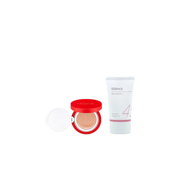 MISSHA - All Around Safe Block Essence Sun SPF45 PA+++ - 50ml X MISSHA - Velvet Finish Cushion SPF50+ PA+++ - 15g - 21