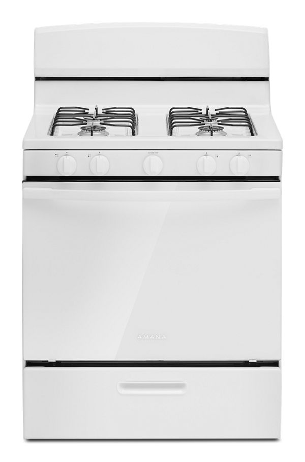 Amana 30" Gas Range with Easy-Clean Glass Door in White
