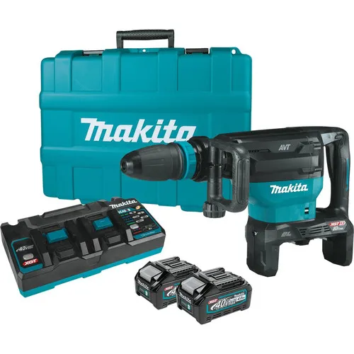 Makita 80V max XGT (40V max X2) Brushless Lithium-Ion 28 lbs. Cordless AWS Capable AVT Demolition Hammer Kit with 2 Batteries (4 Ah) - GMH02PM