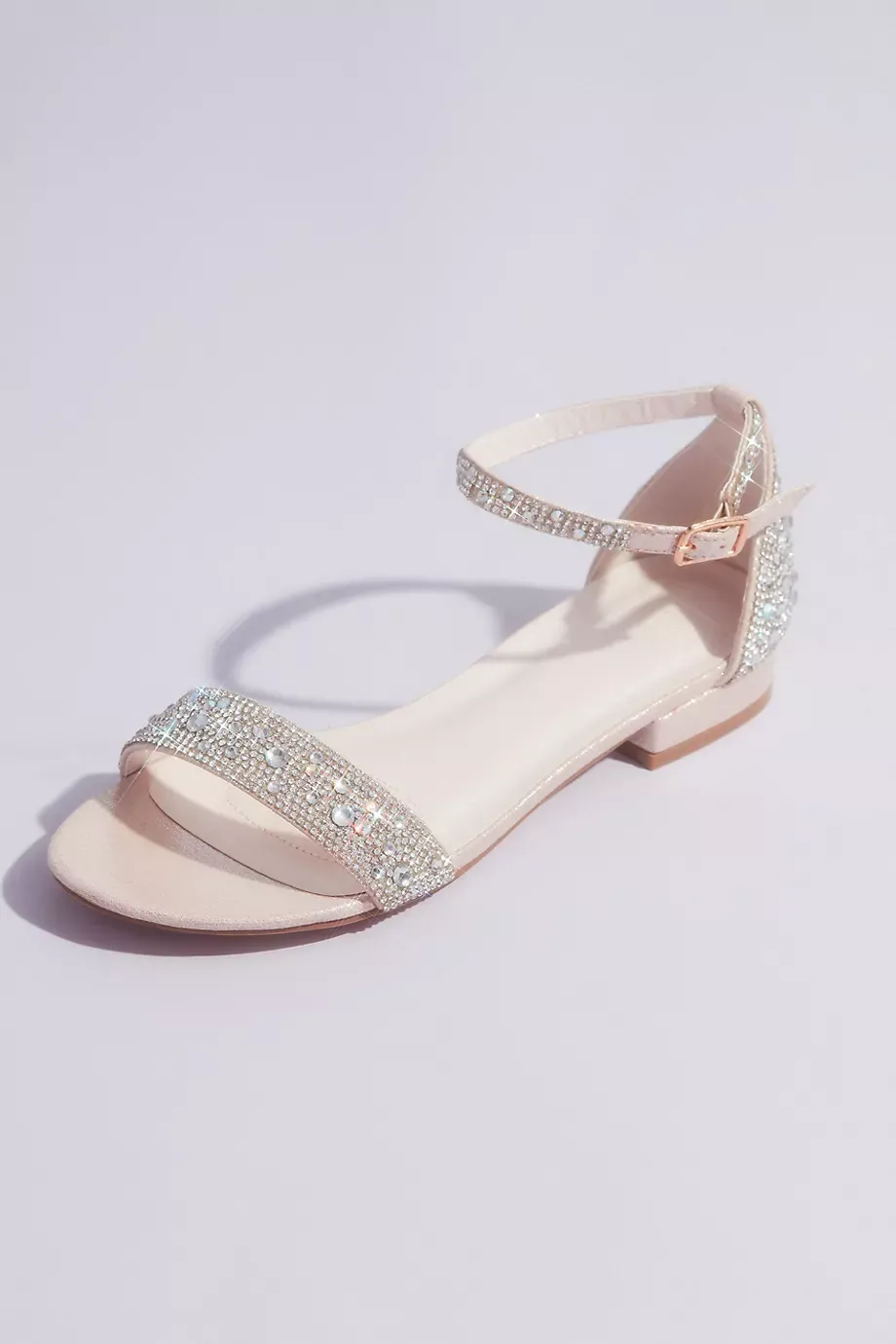 DB Studio Crystal-Encrusted Flat Sandals in Blush Size: 11W David's Bridal