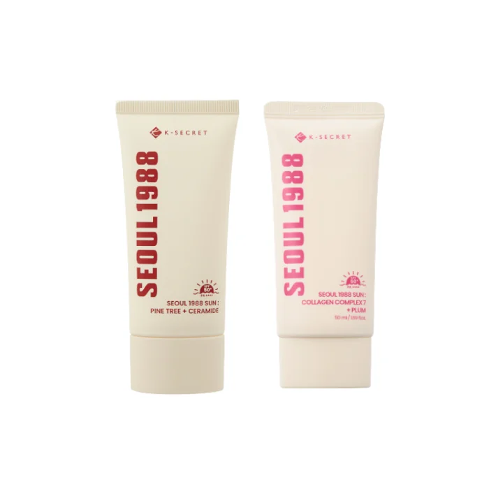 KSECRET - SEOUL 1988 Sun: Collagen Complex 7 + Plum SPF50+ PA++++ - 50ml (1ea) & SEOUL 1988 Sun: Pine Tree + Ceramide SPF50+