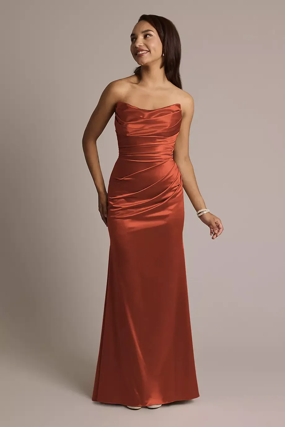Galina Signature Sculpting Satin Strapless Mermaid Dress in Cinnamon Size: 20 David's Bridal