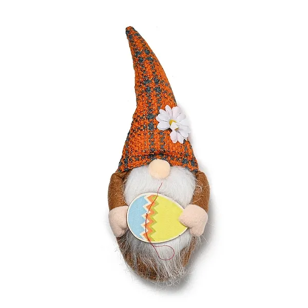 PandaHall Cloth Faceless Doll, Gnome Figurines Display Decorations, Showcase Adornment for Easter, Dark Orange, 290x110x55mm Cloth Gnome