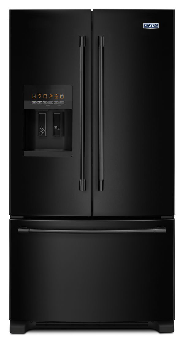 Maytag 36- In. Wide French Door Refrigerator W/ Powercold Feature, 25 Cu. Ft. In Black-On-Black
