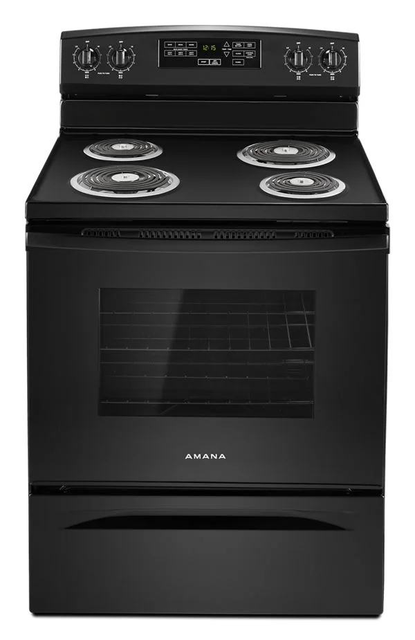 Amana 30" Electric Range with Self-Clean Option in Black