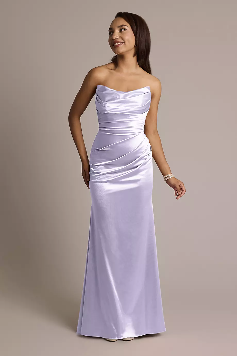 Galina Signature Sculpting Satin Strapless Mermaid Dress in Iris Size: 12 David's Bridal