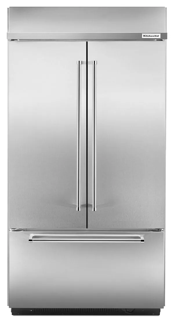 KitchenAid 24.2 Cu. Ft. 42" Width Built-In Stainless French Door Refrigerator w/ Platinum Interior Design in Steel KBFN502ESS