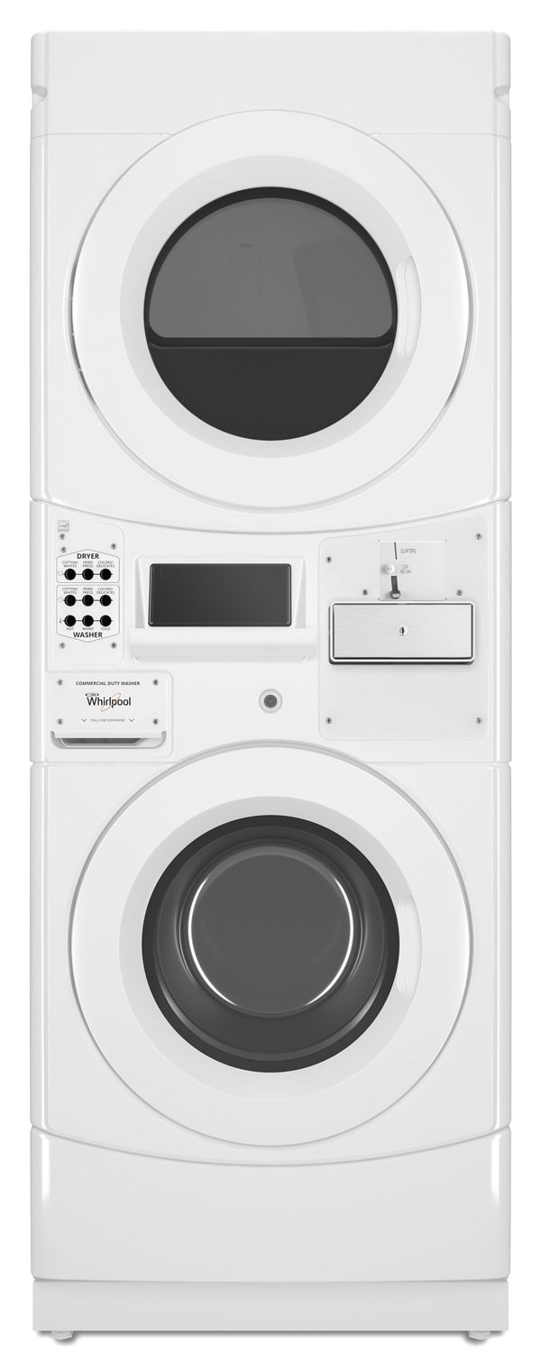 Whirlpool Commercial Gas Stack Washer/Dryer, Coin Equipped in White CGT9000GQ