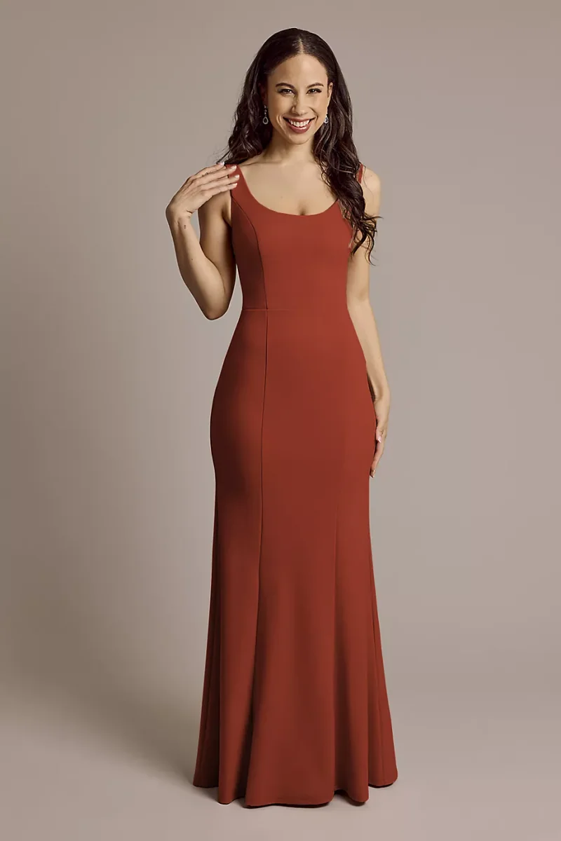 Celebrate DB Studio Crepe Tank Mermaid Dress With Back Knot in Cinnamon Size: 22 David's Bridal