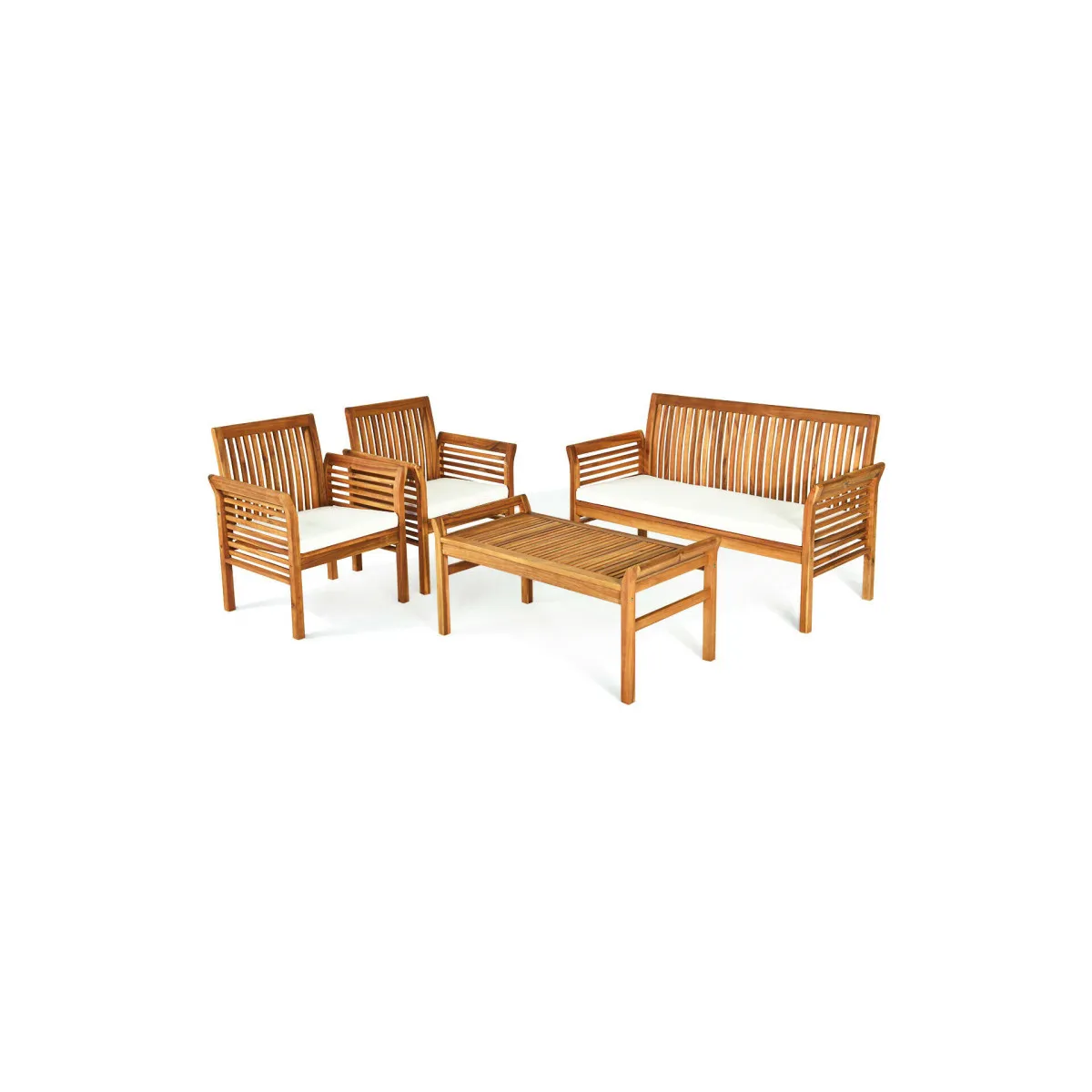 4-Piece Outdoor Acacia Wood Sofa Furniture Set