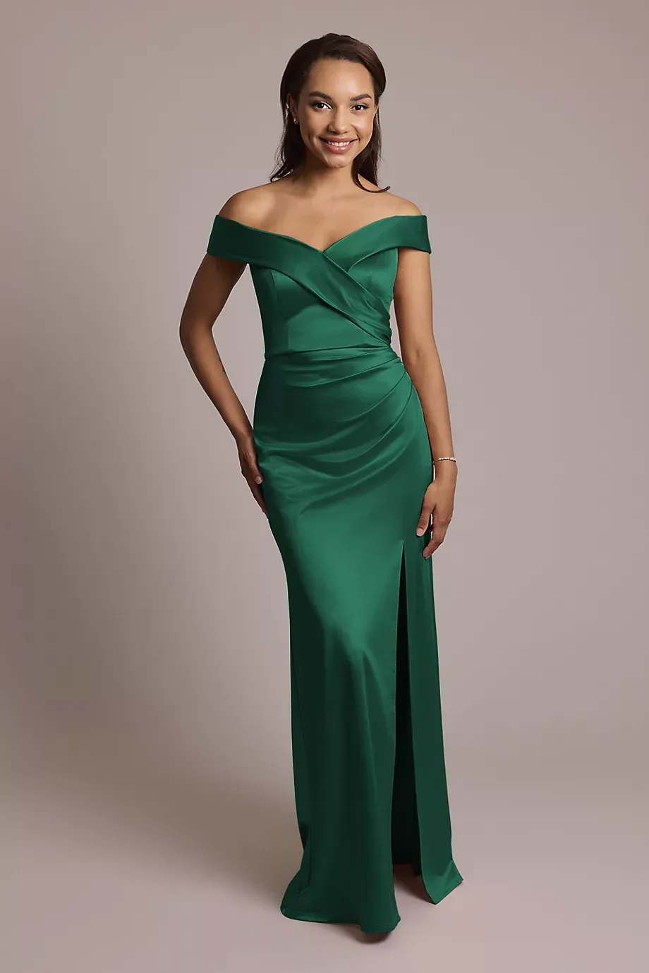 Celebrate DB Studio Sculpting Satin Cross-Front Dress in Juniper Size: 26 David's Bridal