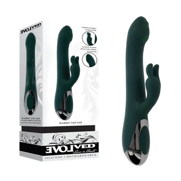 Evolved Rabbit Tap Tap 25 Cm Rabbit Vibrator With Tapping Tip Green