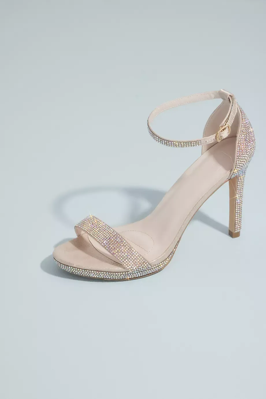 DB Studio Allover Pave Crystal Ankle Strap Sandals in Blush Size: 5.5 David's Bridal