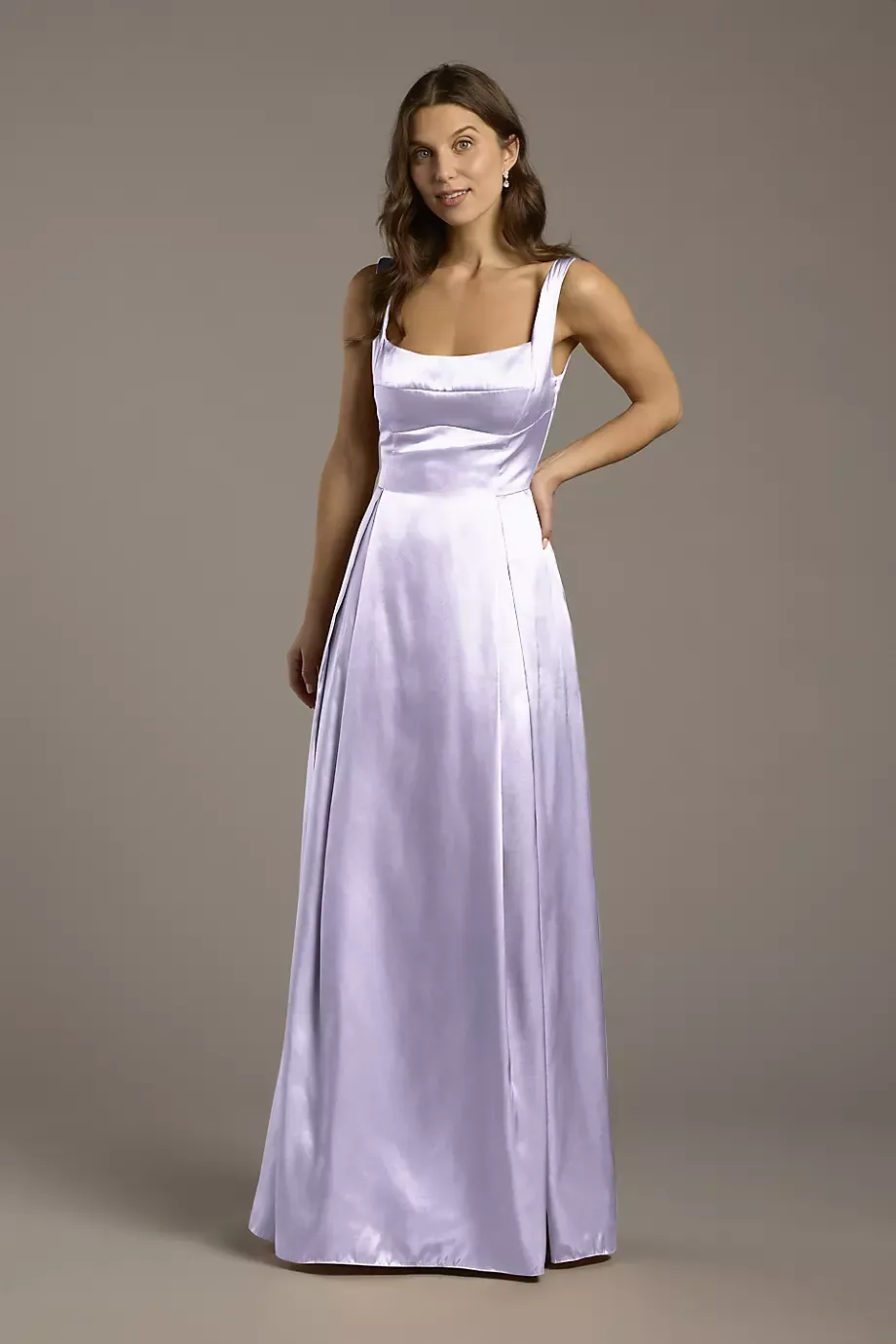 Galina Signature Charmeuse Tank Neckline A-Line Dress in Iris Size: 0 David's Bridal