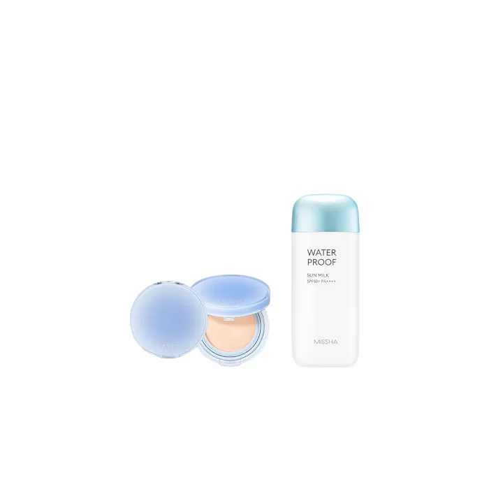 MISSHA - All-Around Safe Block Waterproof Sun Milk SPF 50+/PA++++ - 70ml X Romand - Bare Water Cushion - 20g - 17 Porcelain