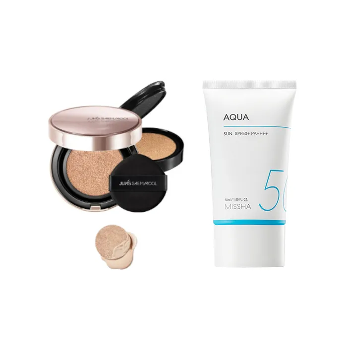 Jung Saem Mool - Masterclass Radiant Cushion - Cushion 15g + Refill 15g - N1 Ivory (1ea) + MISSHA - All-Around Safe Block Aqua