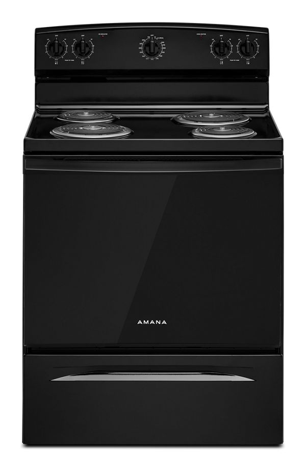 Amana 30" Electric Range with Easy-Clean Glass Door in Black