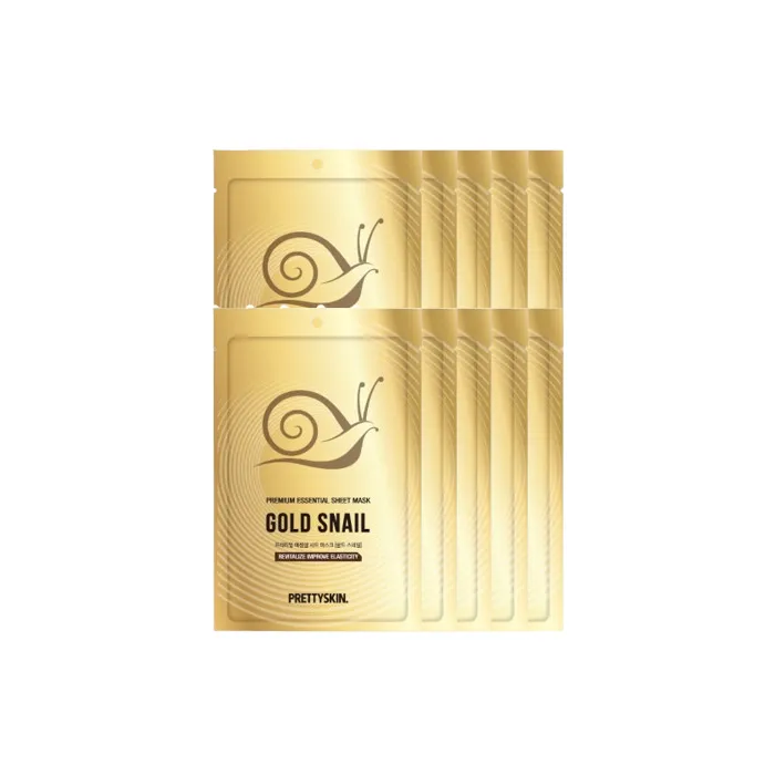 PRETTYSKIN - Premium Essential Sheet Mask Gold Snail 10pcs Set