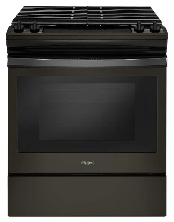 Whirlpool Front Control Gas Range with Cast-Iron Grates in Black 5.0 cu. ft.
