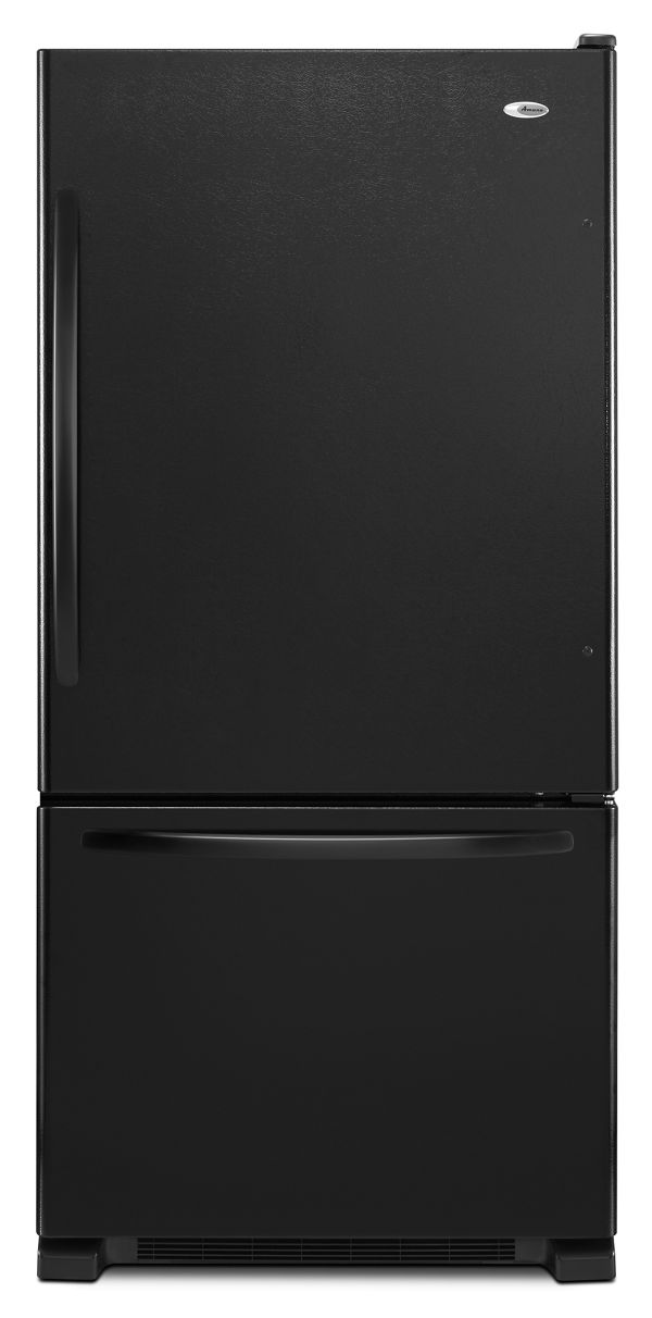 Amana 33" Wide Bottom-Freezer Refrigerator with EasyFreezer Pull-Out Drawer - 22 cu. ft. Capacity in Black-on-Black