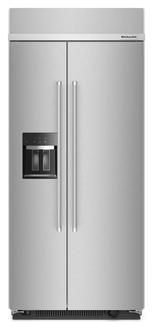 KitchenAid 20.8 Cu. Ft. 36" Built-In Side-By-Side Refrigerator w/ Ice & Water Dispenser in Stainless Steel KBSD706MPS