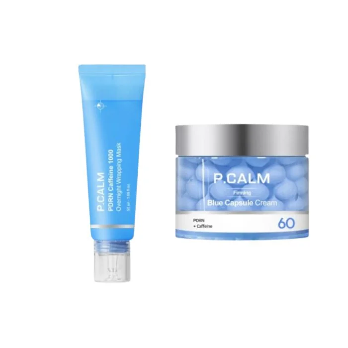 P. CALM - PDRN Caffeine Blue Capsule 60 Cream - 50ml (1ea) + PDRN Caffeine 1000 Overnight Wrapping Mask - 50ml (1ea) Set