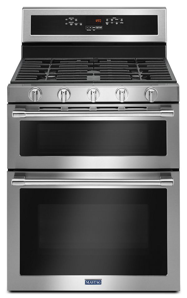 Maytag 30 In. Wide Double Oven Gas Range W/ True Convection, 6.0 Cu. Ft. In Fingerprint Resistant Stainless Steel