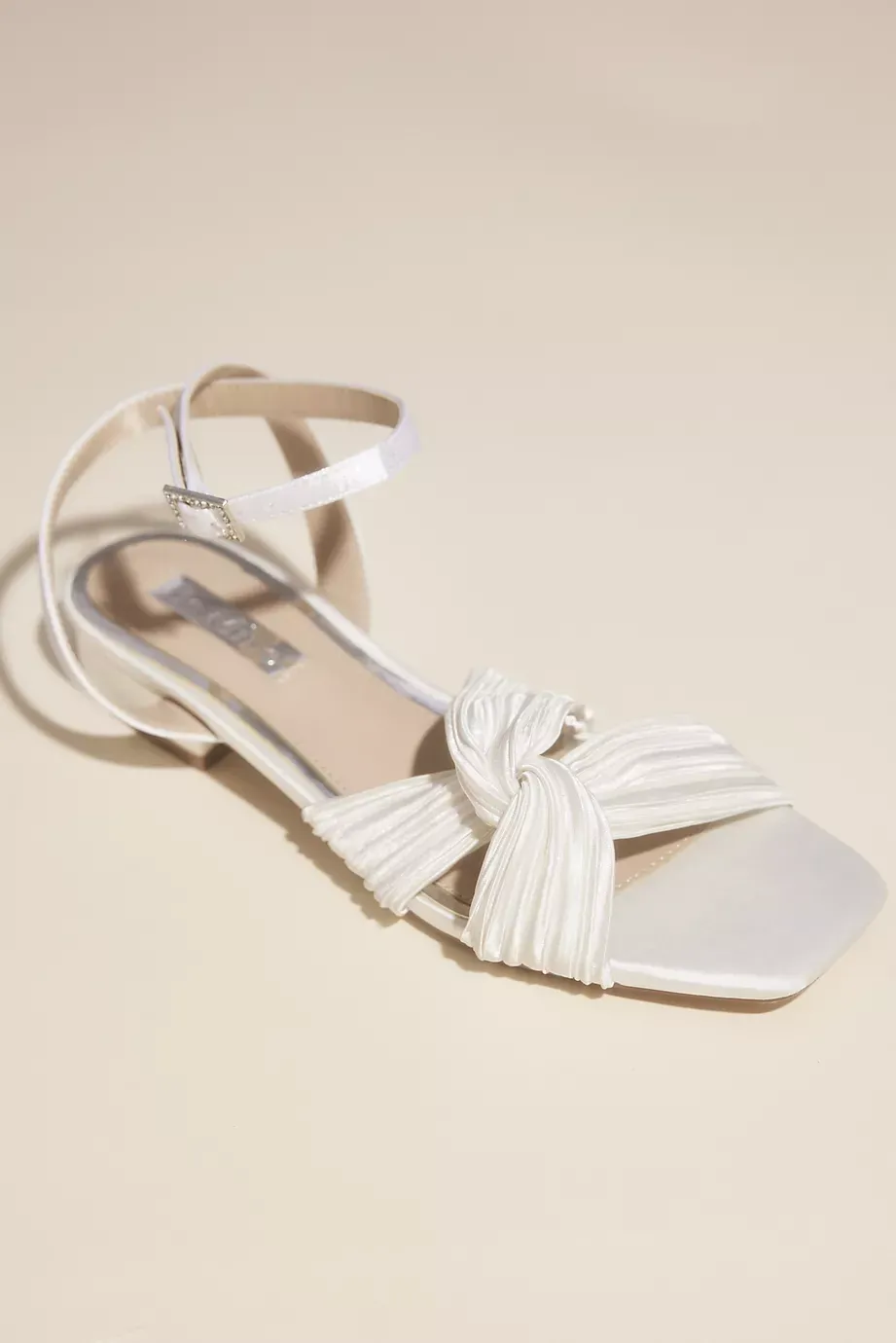 Be Mine Twisted Strap Satin Flat Sandals in White Size: 10 David's Bridal