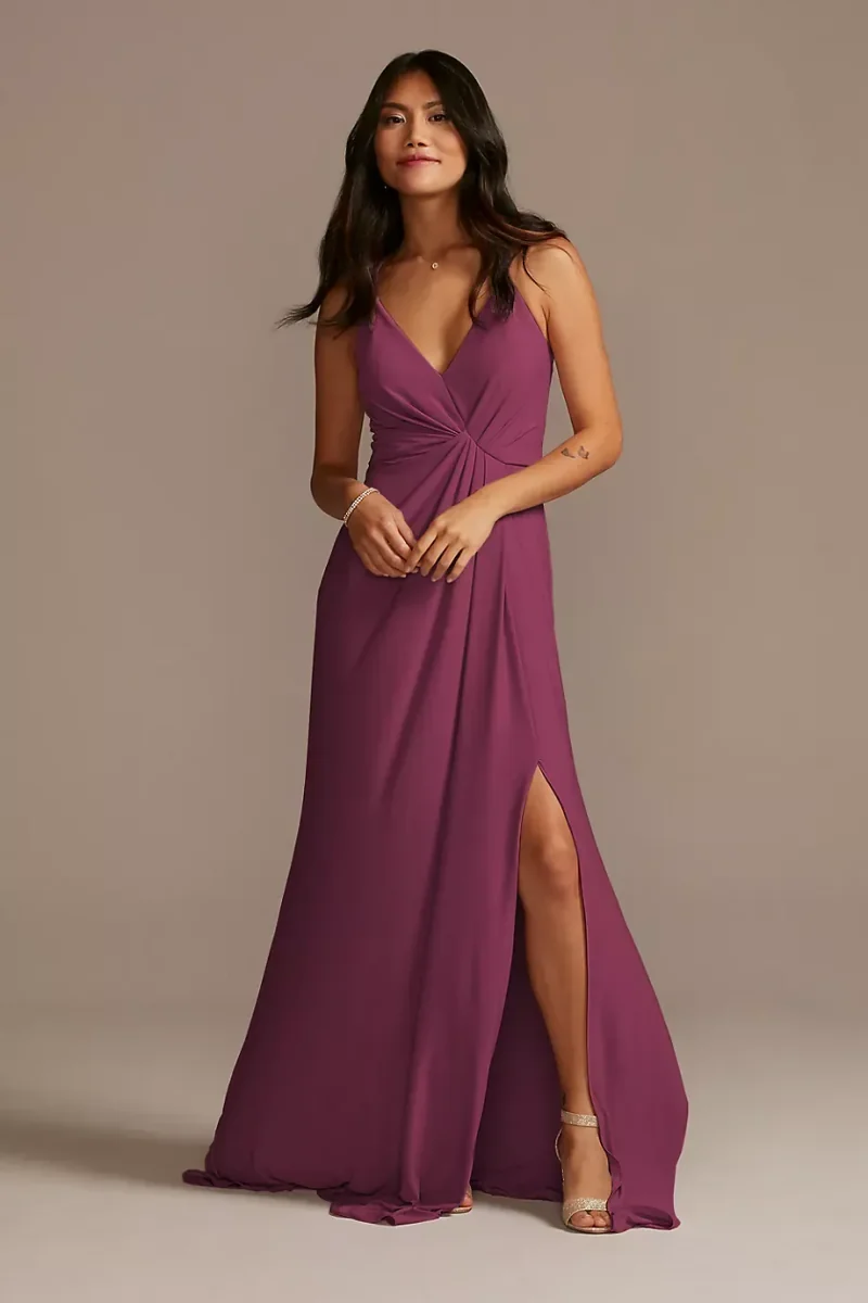 Celebrate DB Studio Tall Knotted Jersey A-Line Dress in Wine Size: 20 David's Bridal