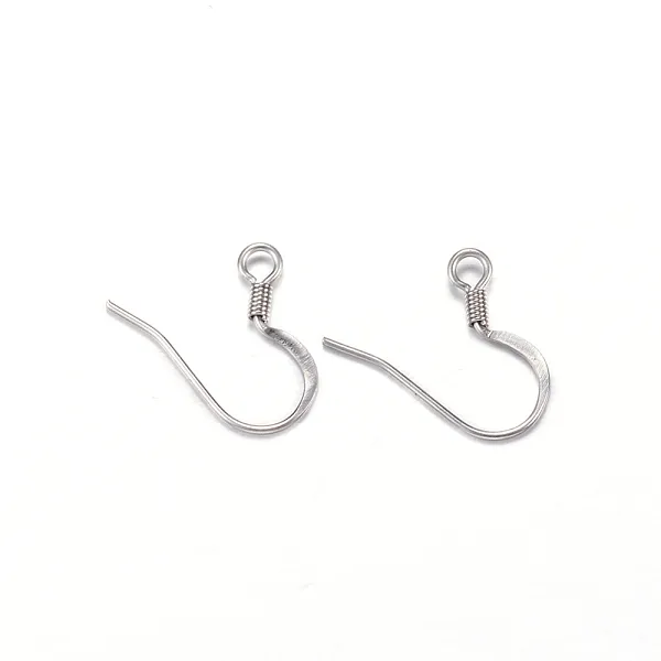PandaHall 304 Stainless Steel French Earring Hooks, Flat Earring Hooks, Ear Wire, with Horizontal Loop, Stainless Steel Color, 14x17x2mm...