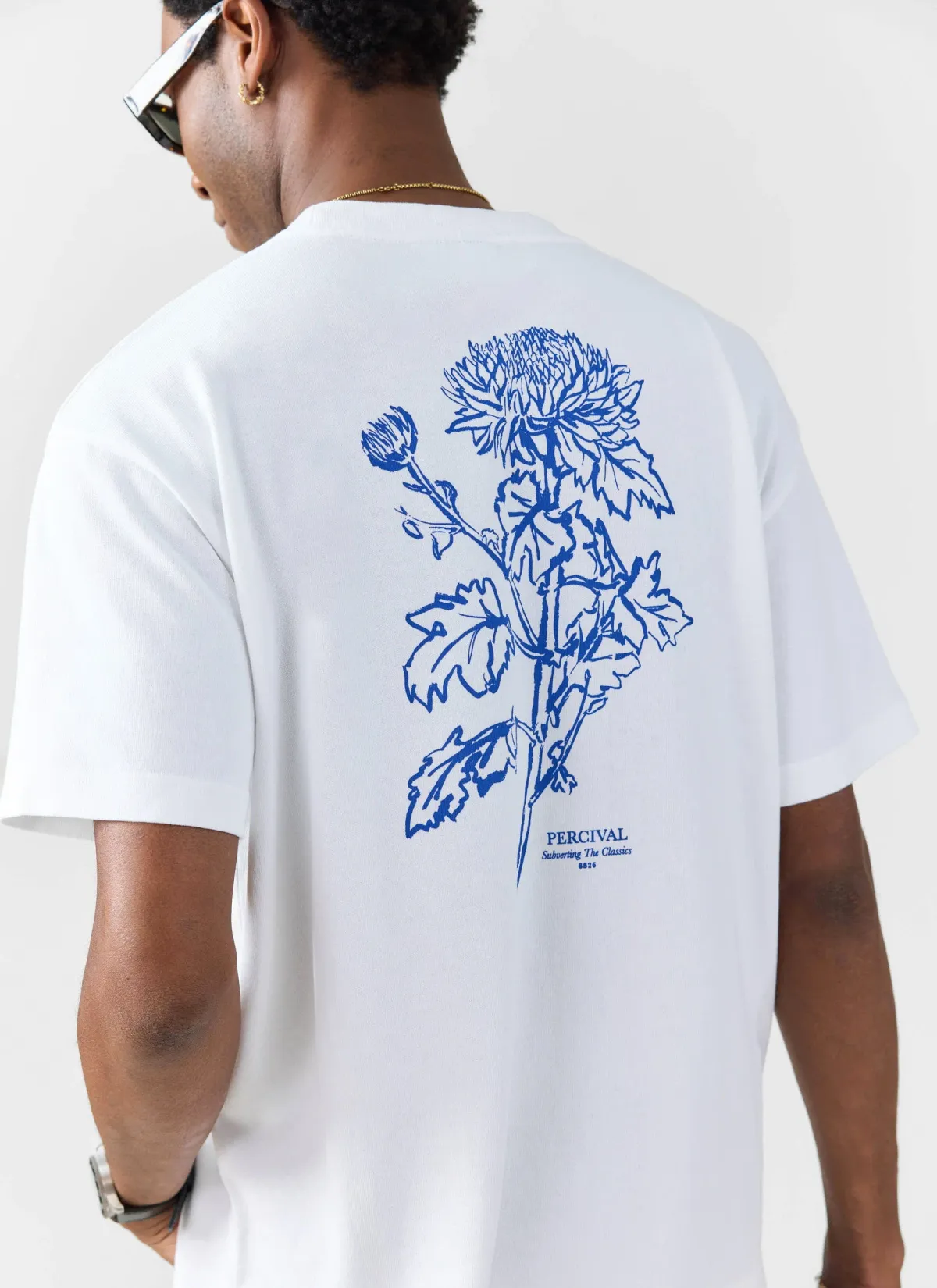 Percival Smith Floral Oversized t Shirt Organic Cotton White
