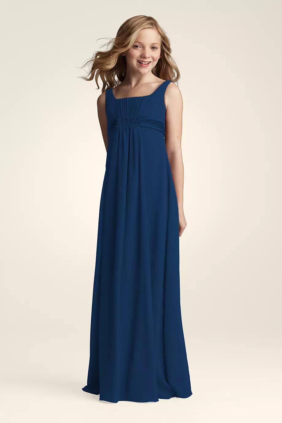 Sleeveless Crinkle Chiffon A-line Dress in Marine Size: 10 David's Bridal