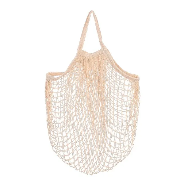 PandaHall Portable Cotton Mesh Grocery Bags, Reusable Net Shopping Handbag, Old Lace, 48.05cm, Bag: 38x36x1cm. Cloth