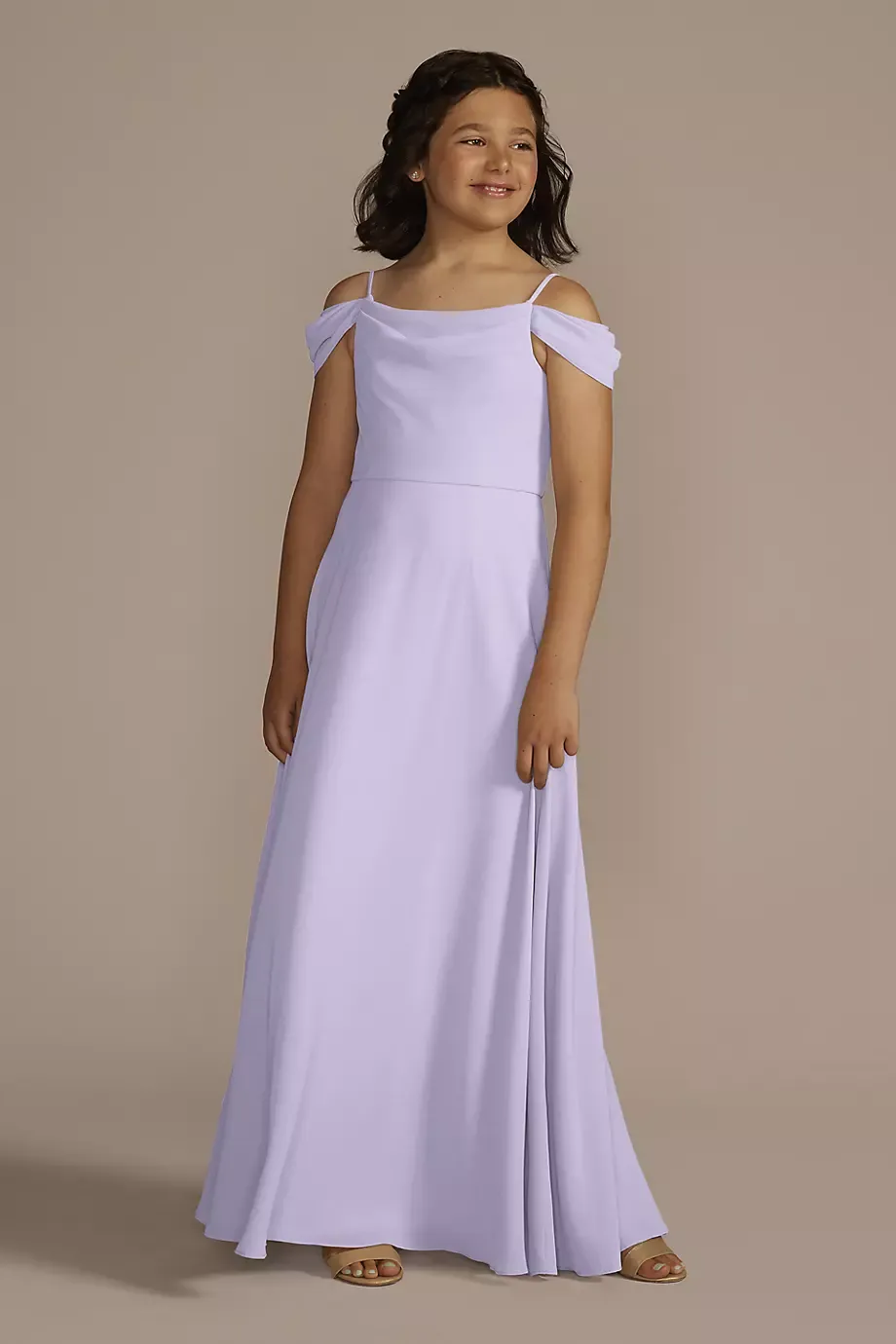 Celebrate DB Studio Chiffon Swag Sleeve Junior Bridesmaid Dress in Iris Size: 12 David's Bridal