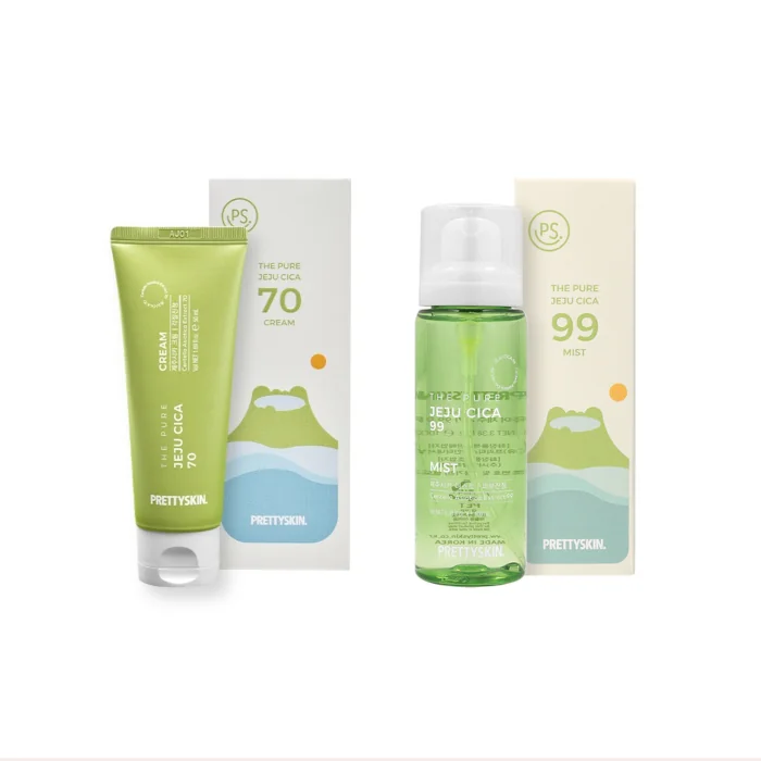 PRETTYSKIN - The Pure Jeju Cica 70 Cream - 50ml (1ea) + 99 Mist - 100ml (1ea) Set