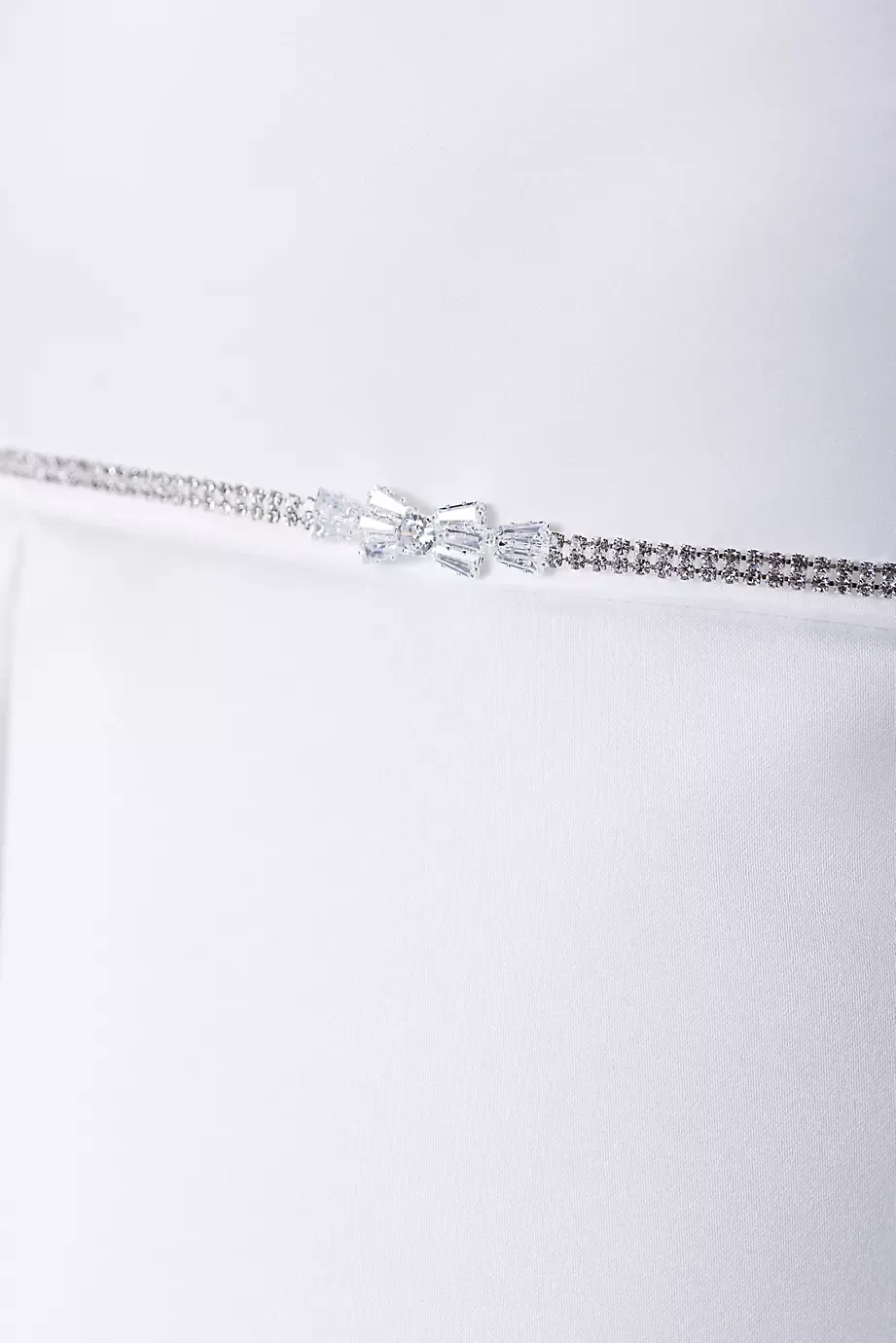 DB Studio Crystal Bow Sash in Silver David's Bridal