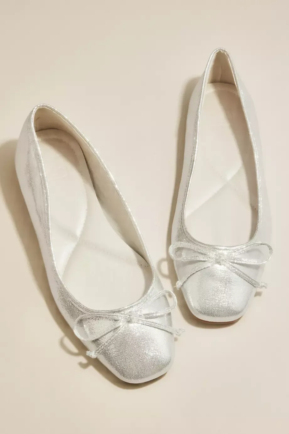 DB Studio Metallic Ballet Flat Shoes in Silver Size: 8 David's Bridal