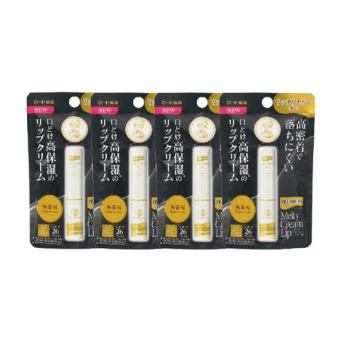 Rohto Mentholatum - Premium Melty Cream Lip Balm SPF 26 PA+++ - 2.4g - Fragrance Free (4ea) Set