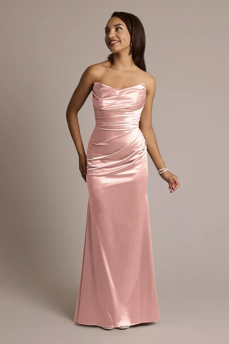 Galina Signature Sculpting Satin Strapless Mermaid Dress in Ballet Size: 24 David's Bridal