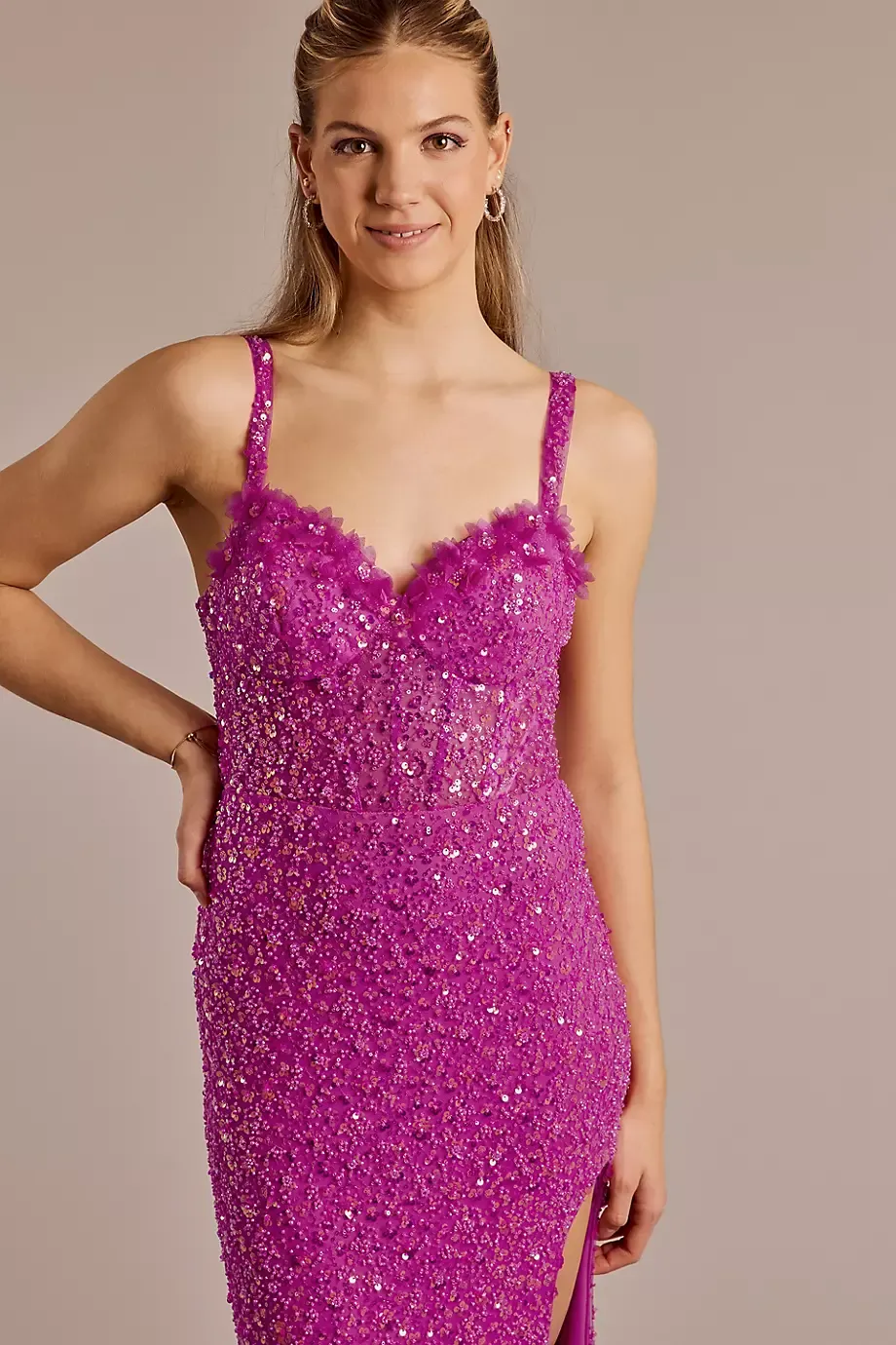 Jules and Cleo Textured Sequin Sweetheart Sheath Dress in Pink Size: 0 David's Bridal
