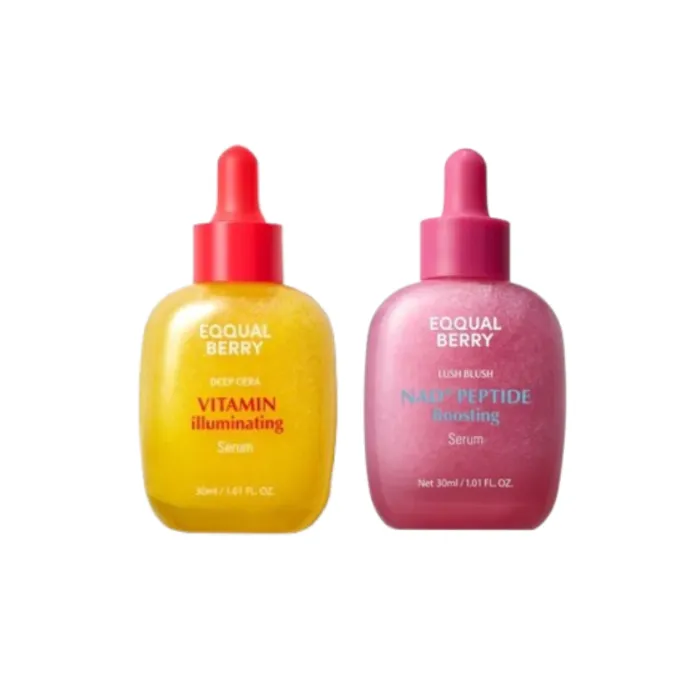 EQQUALBERRY - Vitamin Illuminating Serum - 30ml (1ea) + NAD+ Peptide Boosting Serum - 30ml (1ea) Set