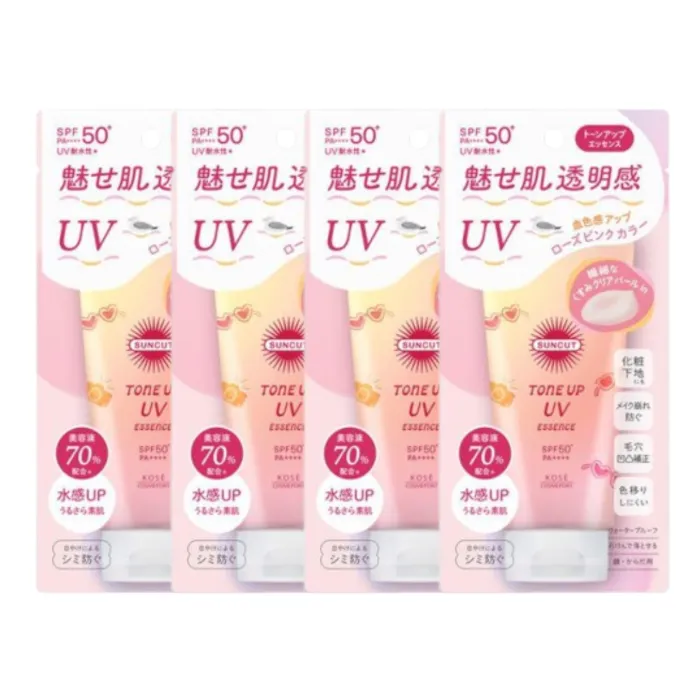 Kose - Suncut Tone Up UV Essence Pink Flamingo SPF50+ PA++++ - 80g (4ea) Set