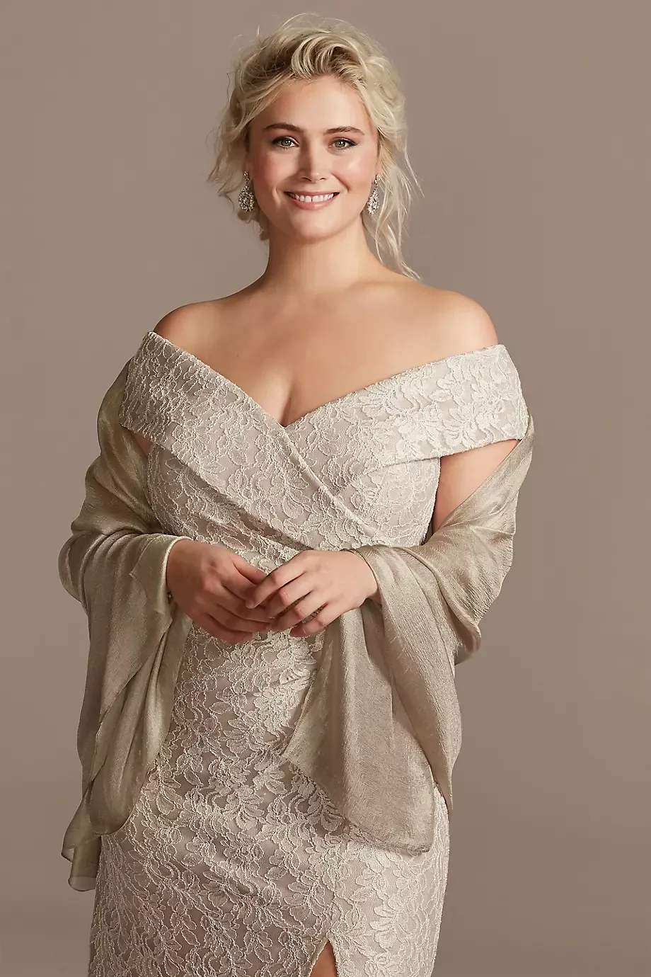 Metallic Occasion Wrap in Champagne David's Bridal