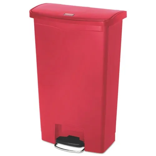 Rubbermaid Commercial Streamline 18-Gallon Front Step Style Resin Step-On Container - Red - 1883568
