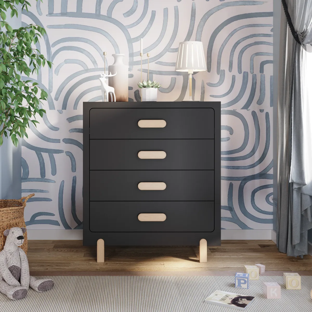 Park Heights 4-Drawer Chest - Caviar Black