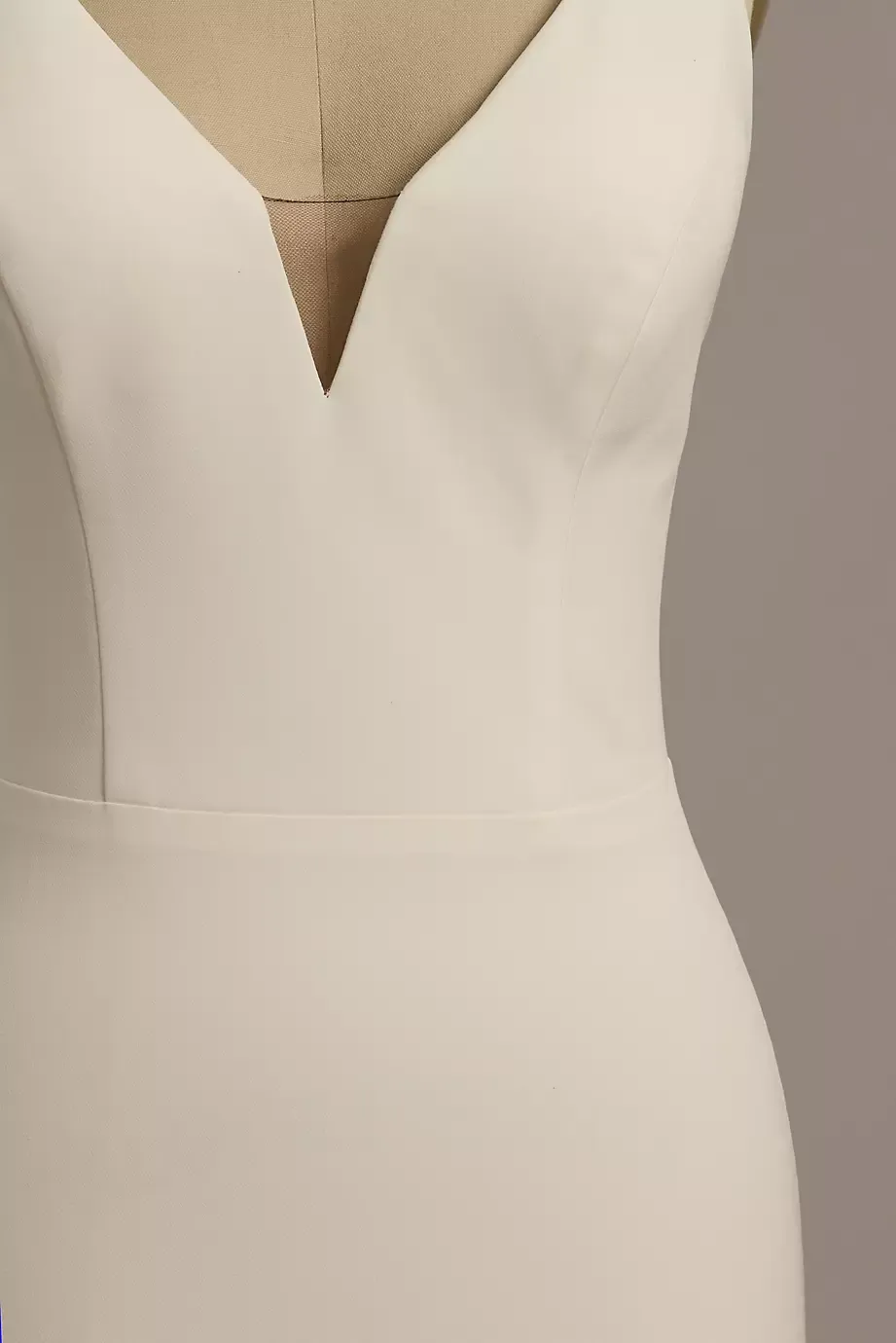 DB Studio Crepe Mermaid Wedding Dress With Appliques in Ivory/Cocoa Size: 10 David's Bridal