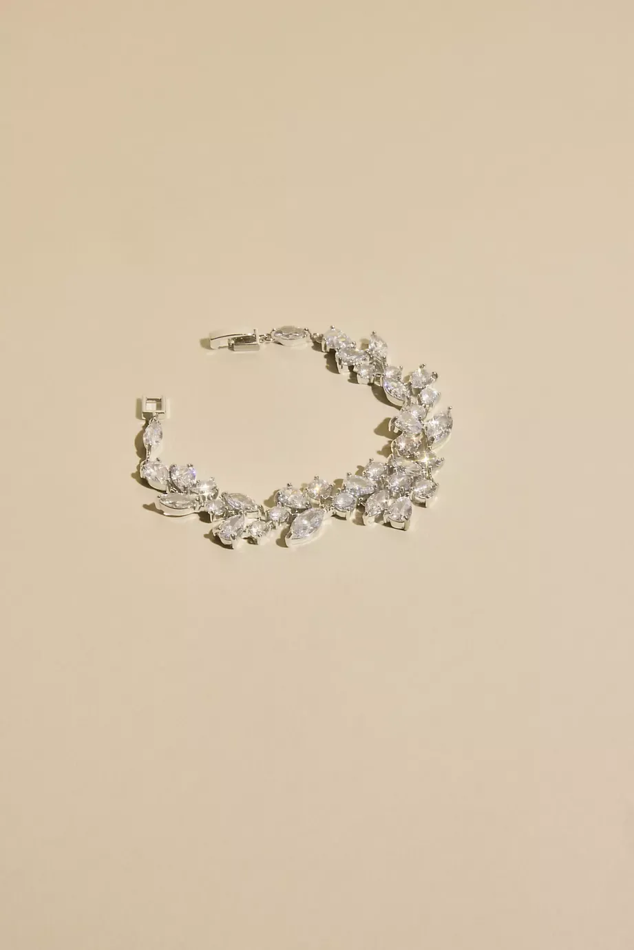 Oleg Cassini Cubic Zirconia Leafy Floral Bracelet in Silver David's Bridal