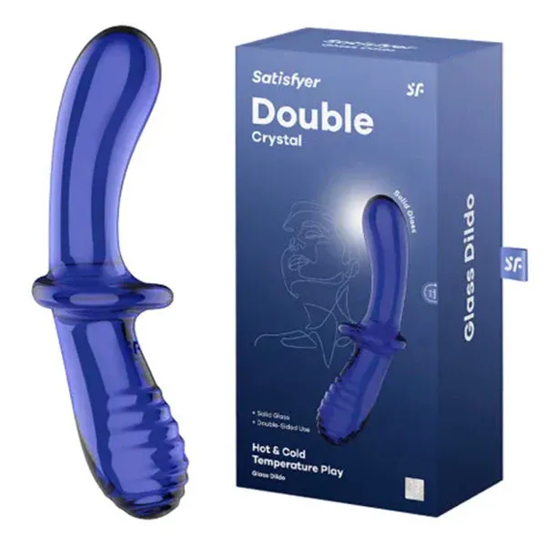 Satisfyer Double Crystal Blue Glass Double Ended Dildo