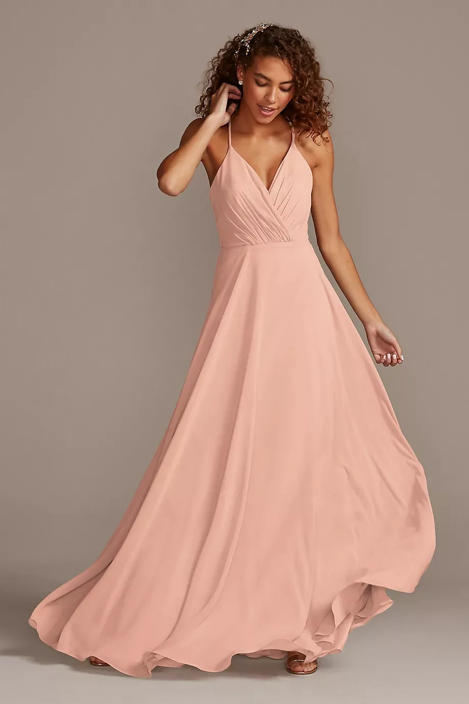 Celebrate DB Studio Spaghetti Strap Full Skirt Dress in Petal Size: 26 David's Bridal